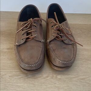 L.L. Bean Men's Brown Leather Boat Shoes Blucher Moc Jackman Moccasin